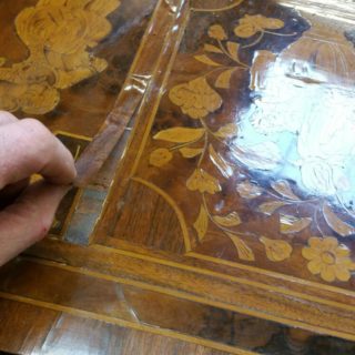 French Card Table Damaged Marquetry Veneer | Furniture Repairs | John Reed & Son