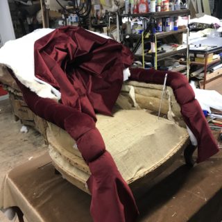 Red Parlour Chair Internal Stuffing | Chair Upholsterers | John Reed & Son