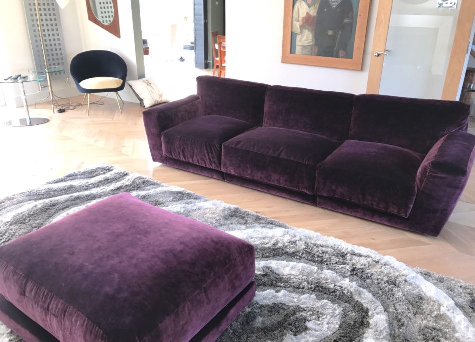 Plum Purple Couch and Ottoman | Sofa Reupholstery | John Reed & Son